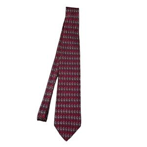 𝅺christian Dior Monsieur Vintage Silk Burgundy Diamond Tie Made in Canada